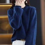 Women Knitted Pullover Autumn and Winter round Neck Loose Knit Sweater