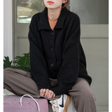 Women Knitwear Fall and Winter Lapels Sweater Loose Knitted Cardigan