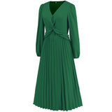 Women Date Dress Sexy V-neck Dress Long Skirt