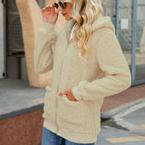 Women Trench Coat Casual Autumn Women's Long Sleeve Hooded Loose Zip Coat