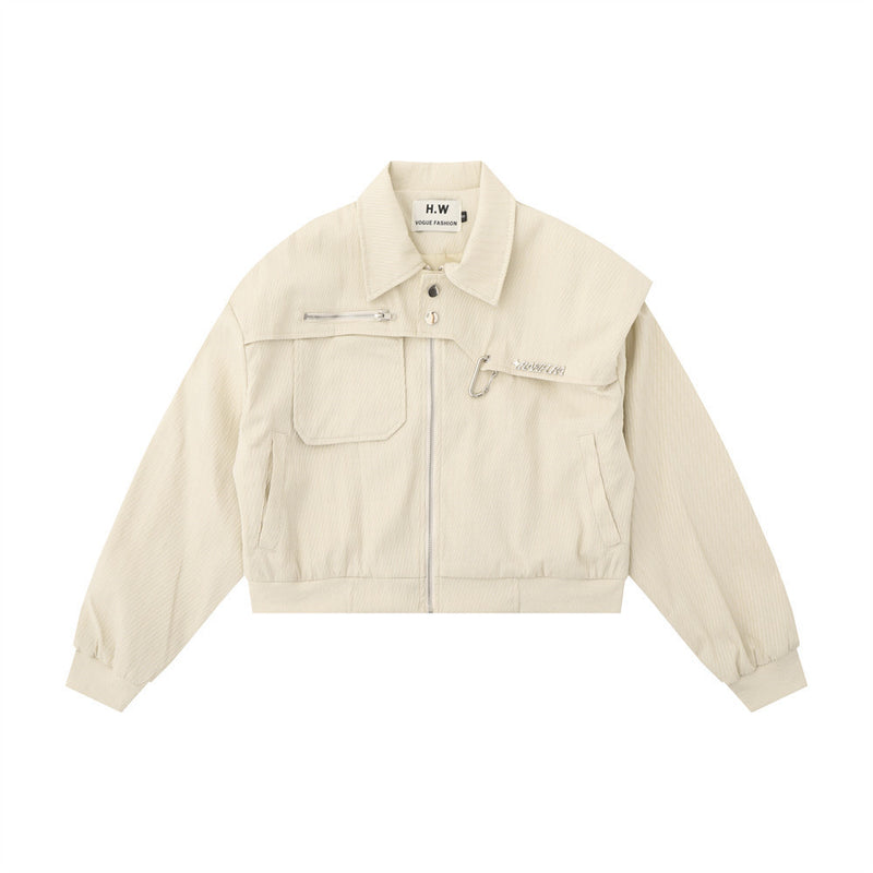 Women Jacket Workwear Multi-Pocket Short Jacket Autumn Leisure Motorcycle Clothing Coat