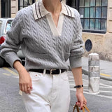Women Knitwear Fall and Winter Lapels Knitwear Sweater