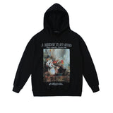 Men Hoodie Vintage Flower Oil Painting Printed Hoodie