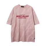 Men T Shirt Vintage Distressed Graffiti Suede Short Sleeve T-shirt