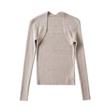 Women Sweater Knitwear Autumn Long Sleeve Square-Neck Knitwear