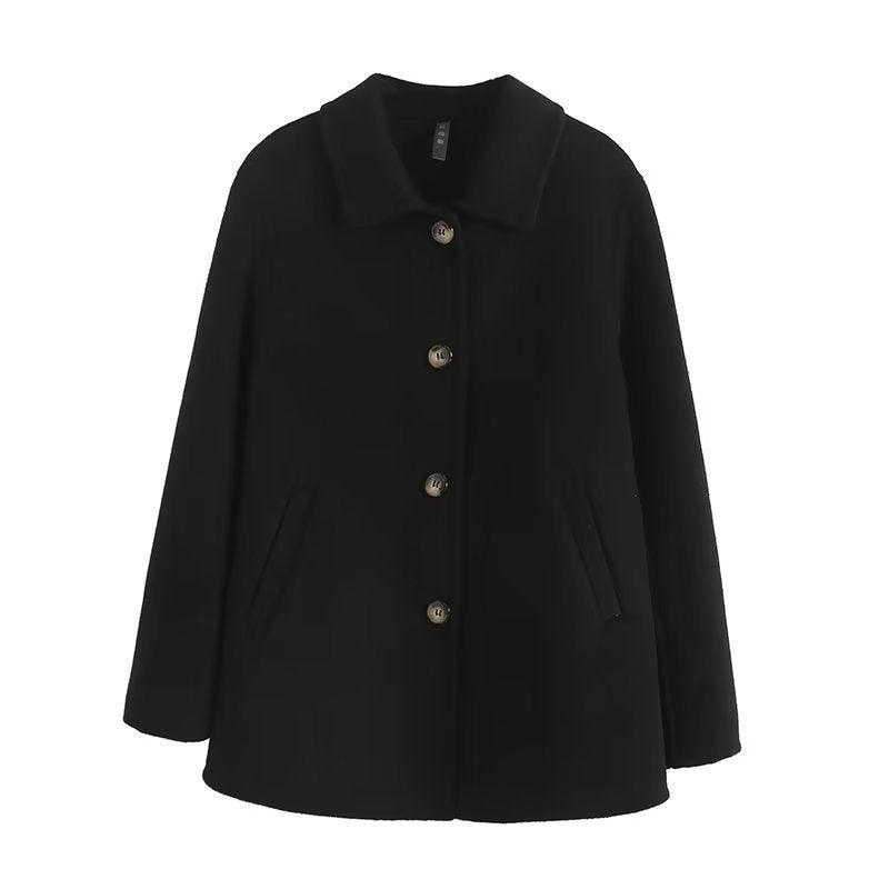 Women Woolen Coat Lapel Classic Style Woolen Blazer Autumn and Winter Loose Cardigan