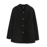 Women Woolen Coat Lapel Classic Style Woolen Blazer Autumn and Winter Loose Cardigan