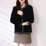 Women Knitwear Autumn and Winter Lace Loose Knitted Cardigan