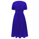 Women Date Dress Summer Puff Sleeve Dress V-neck Dress