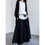 Women Skirt Vintage Umbrella Skirt High-Grade Pleated Elastic Waist A- line Large Hem Skirt