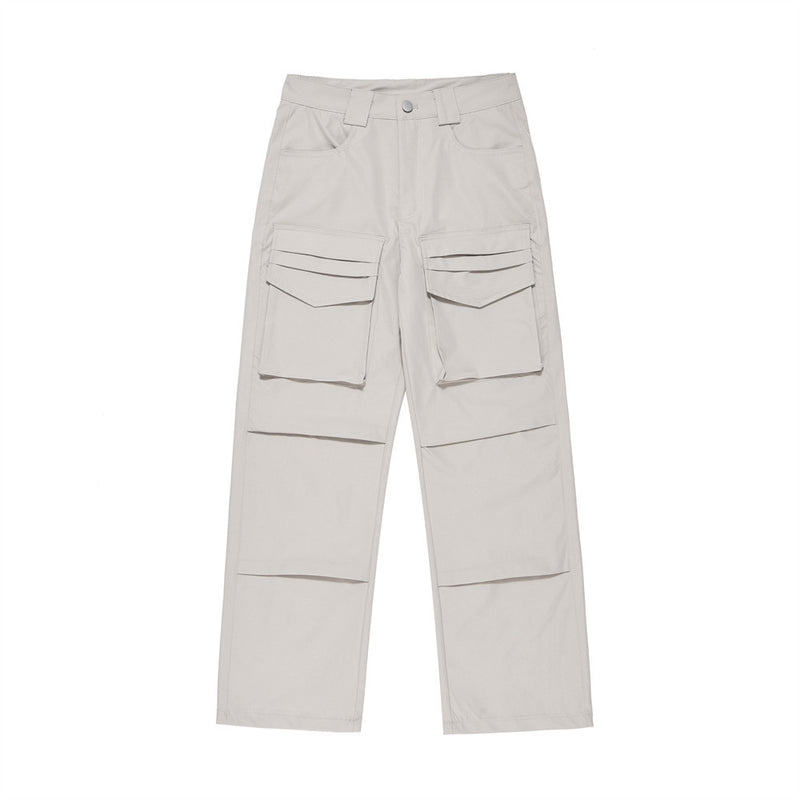 Men Sweatpants Cargo Pants Men's Loose Solid Color Wide-Leg Straight Trousers
