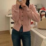 Women Knitwear Fall and Winter Lapels Knitted Cardigan