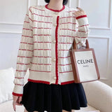 Women Knitwear Autumn and Winter Striped Sweater Loose Knitted Cardigan