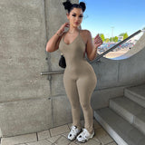 Women Jumpsuit Spring Sexy Backless Slim Fit Suspender Jumpsuit (Hawthaw0412)