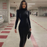 Women Dresses Fall Slim Fit Turtleneck Long Sleeve Dress