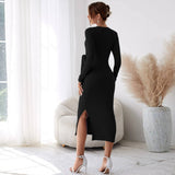 Women Dress Slim Fit Sexy Sheath Long Sleeve Dress
