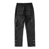 Men Sweatpants Multi-Pocket Cargo Pants Slit Loose Straight-Leg Trousers