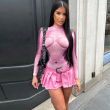 Women Jumpsuit Autumn Sexy Slim Mesh Long Sleeve Jumpsuit