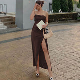Women Dresses Spring and Summer Sexy Split Backless Sling Dress