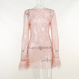 Women Dresses Mesh Dress Sexy Dress (Bla0420)