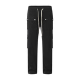 Men Sweatpants Multi-Pocket Workwear Style Casual Pants Men's Drawstring Elastic Waist Baggy Straight Trousers Trousers