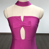 Women Evening Dress Bow Hollow Backless Slit Formal Dress