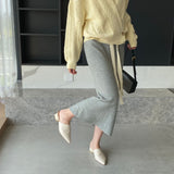Women Knitted Skirt Split Skirt Autumn and Winter Sheath Dress