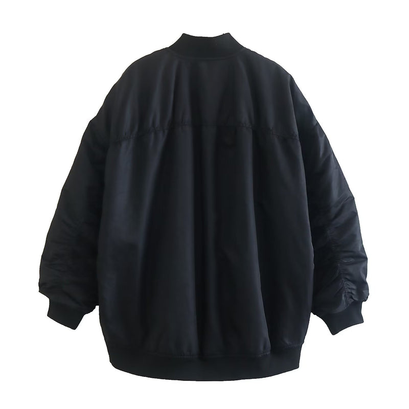 Women Jacket Casual Stand-up Collar Jacket Flying Jacket Loose Baseball Uniform