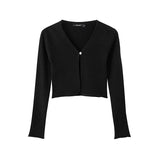 Women Sweater Knitwear Autumn Knitted Cardigan Slim Fit Sexy Short Top