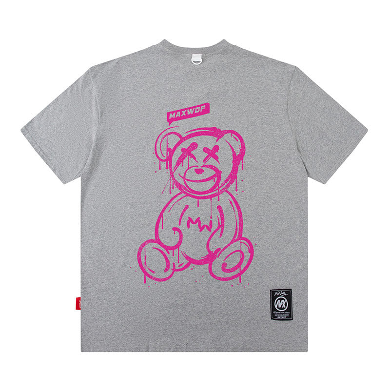 Men T Shirt Bear Graffiti Couple Short Sleeve T-shirt