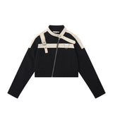 Women Jacket Irregular Zipper Cardigan Outerwear Stand-up Collar Jacket