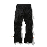 Men Sweatpants Solid Color Pleated Bell-Bottom Pants Casual Pants Straight-Leg Trousers