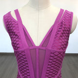 Women Evening Dress Sexy V-neck Mesh Camisole Sheath Bandage One-Piece Dress