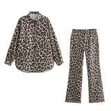 Women Pants Summer Animal Print Shirt Animal Print Trousers Suit