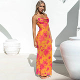 Women Dresses Spring Sexy Backless Printing Slip Dress