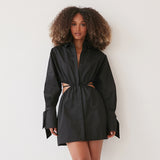 Women Dress Fall/Winter Slim Lantern Sleeve A- line Dress