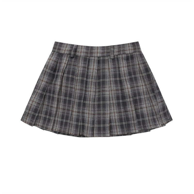 Women Skirt Plaid Pleated Skirt Girls Summer Short Skirt A- Line Skirt