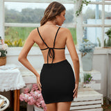 Women Dress Sexy Hollow-out Backless Slip Dress Dress