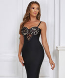 Women Evening Dress Sexy Strap Lace Dress Bandage One-Piece Dress