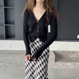 Women Cardigan Sweater Autumn Cardigan Coat V-neck Collarbone Knitted Sweater 8t8216
