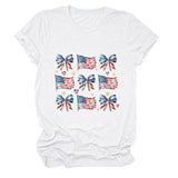 T-shirt bow star print crew neck short sleeve
