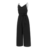Women Date Dress Summer Sexy Slim-Fit Suspender Wide-Leg Jumpsuit Trousers