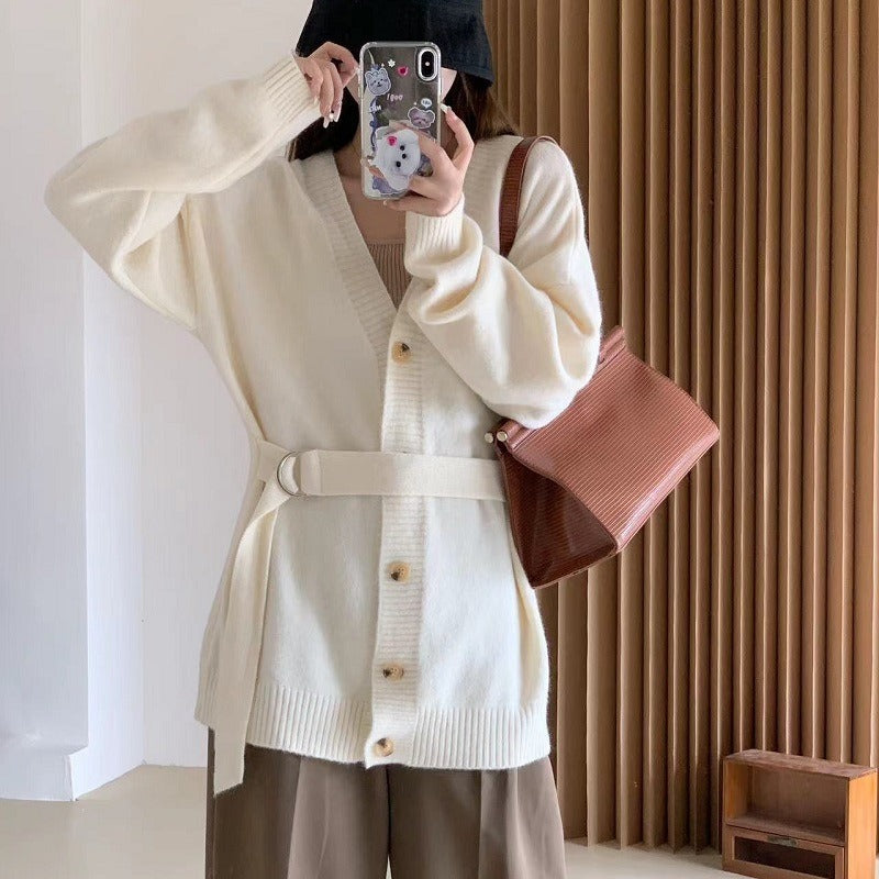 Women Knitwear Fall/Winter V-neck Sweater Coat Loose Knitted Cardigan