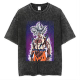 Anime cartoon dragon ball vintage wash print short sleeve t-shirt