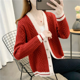 Women Knitwear Fall/Winter V-neck Sweater Coat Loose Knitted Cardigan