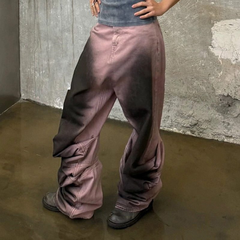 MIJKO Men's Vintage Pants MIJKO Men's Women's Wide Leg Jeans Pleated Design