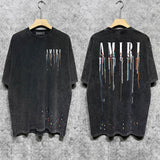 Amiri T-shirt Washed and Worn Retro Short Sleeve T-shirt