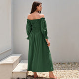 Women Dress Retro Lantern Sleeve Long Sleeve Dress Dress