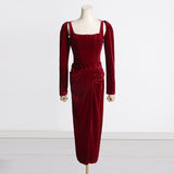 Women Dresses Spring Retro Spaghetti Straps Dress Long Dress (Qymy0409)