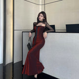 Women Dresses Mesh Long Sleeve Dress
